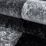 Kurzflor Teppich,  Kariert Design, Farbe Schwarz, Teppich für Wohnzimmer, Rücken aus Jute, Größe: 280 x 370 cm - Afbeelding 6