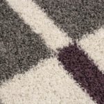 Hochflor Teppich,  Kariert Design, Farbe Violett, Teppich für Wohnzimmer, Rücken aus Jute, Größe: 140 x 200 cm - Afbeelding 6