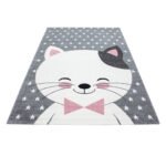 Kinder Teppich,  Niedliches Katze design, Farbe Pink, Teppich für Kinderzimmer, Rücken aus Jute, Größe: 200 cm x 290 cm - Afbeelding 3