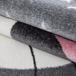 Kinder Teppich,  Niedliches Katze design, Farbe Pink, Teppich für Kinderzimmer, Rücken aus Jute, Größe: 160 cm Rund - Afbeelding 4