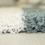 Hochflor Teppich,  Kariert Design, Farbe Türkis, Teppich für Wohnzimmer, Rücken aus Jute, Größe: 160 cm Rund - Afbeelding 2