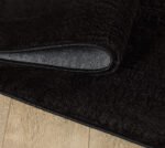 Waschbarer Teppich, Unicolor - Einfarbig, Farbe Schwarz, Teppich für Wohnzimmer, Rücken aus Filz, Größe: 80 cm Rund - Afbeelding 3