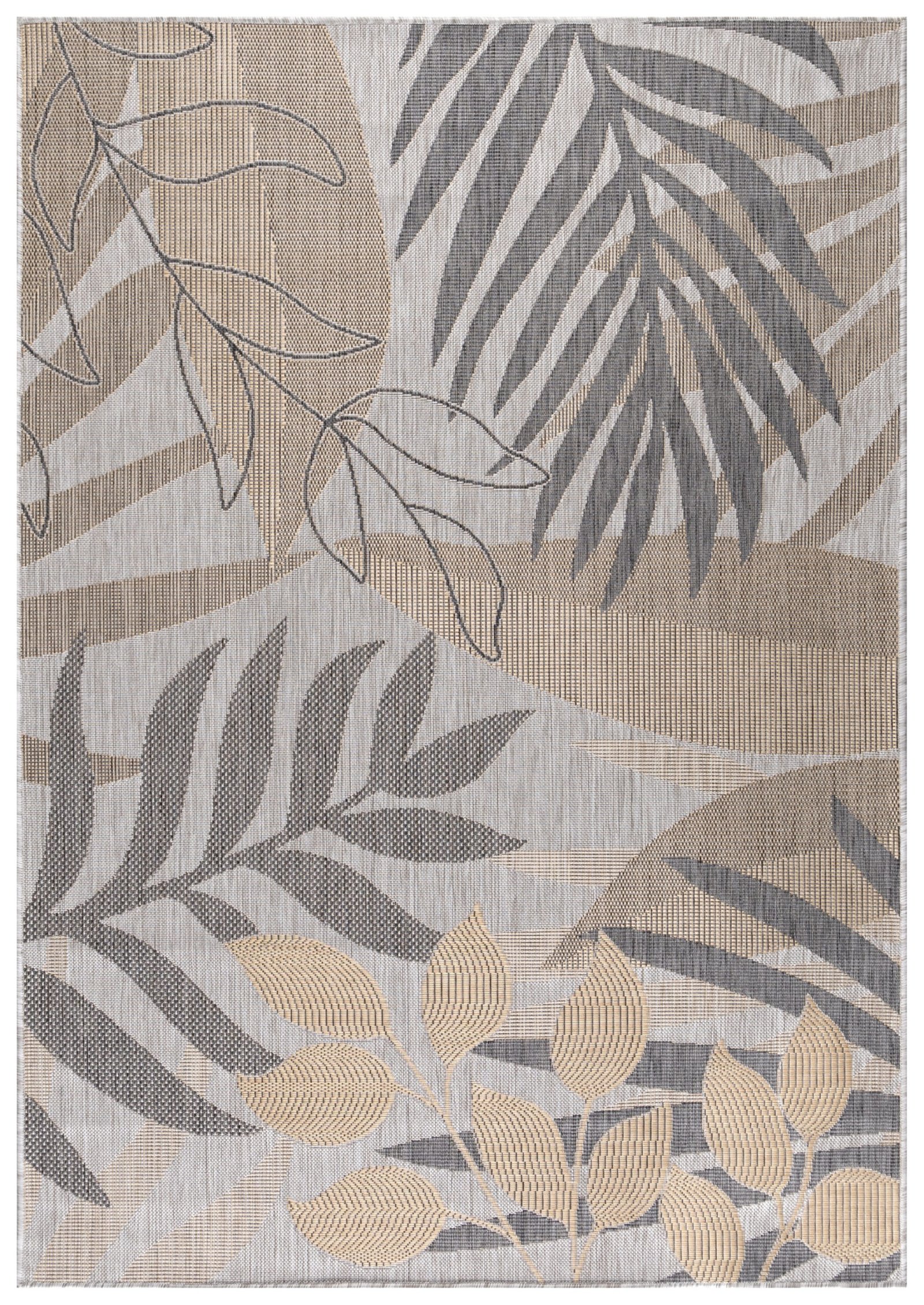 9383 Outdoor Teppich, Palmen Design, Farbe Beige, Teppich für Terasse-Balkon-Küche, Rücken aus Polypropylen, Größe: 240 x 340 cm - Afbeelding 1