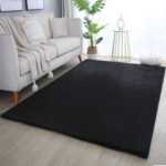 Hochflor Teppich,  Unicolor - Einfarbig, Farbe Schwarz, Teppich für Wohnzimmer, Rücken aus Baumwolle, Größe: 60 x 110 cm - Afbeelding 2