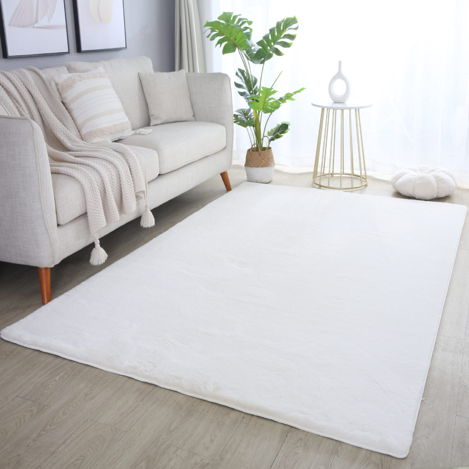 Pouffy Kortpolig vloerkleed Effen – Crème (5100)