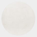 Hochflor Teppich,  Unicolor - Einfarbig, Farbe Creme, Teppich für Wohnzimmer, Rücken aus Baumwolle, Größe: 160 cm Rund