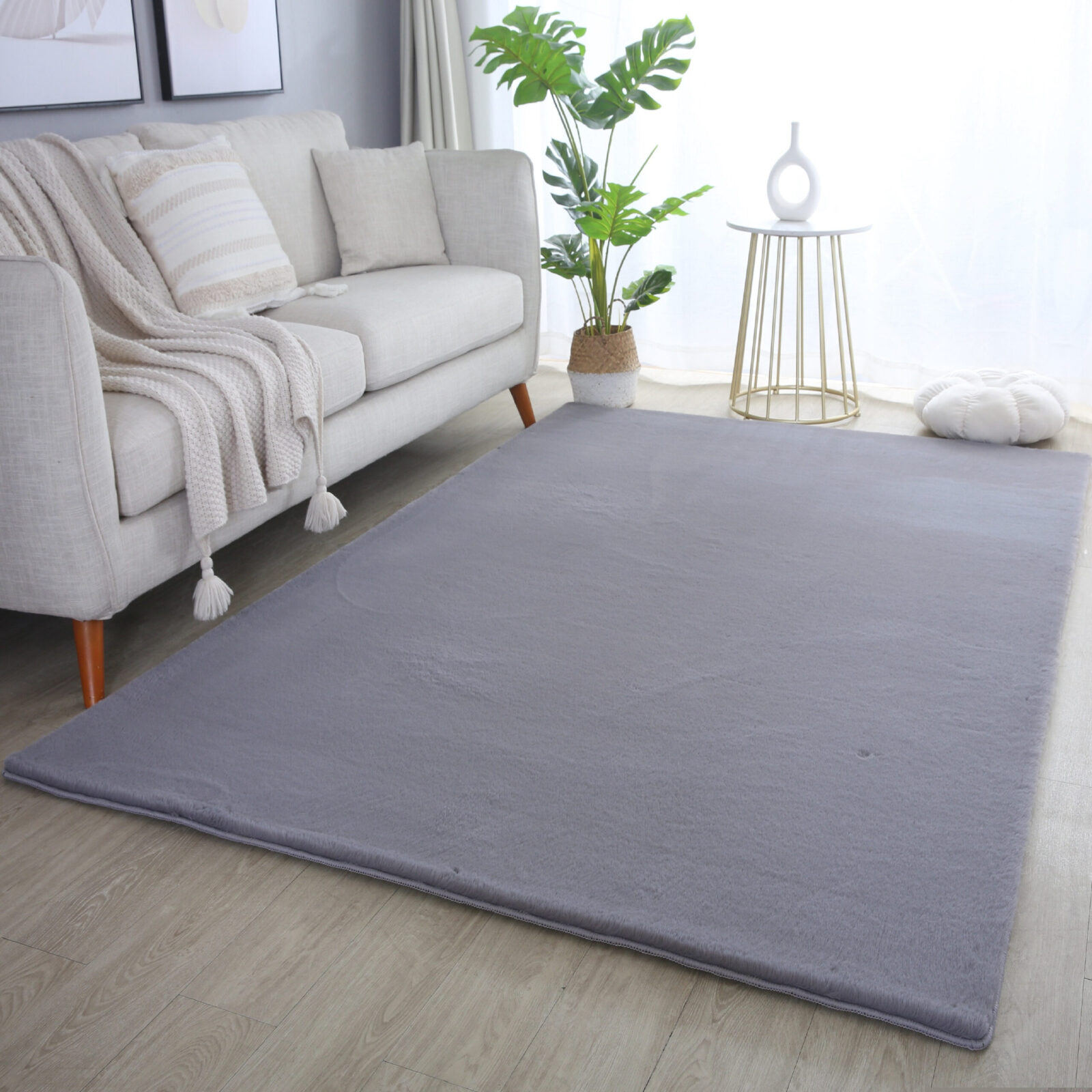 Pouffy Kortpolig vloerkleed Effen – Grijs (5100)