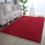 Hochflor Teppich,  Unicolor - Einfarbig, Farbe Rot, Teppich für Wohnzimmer, Rücken aus Baumwolle, Größe: 80 x 250 cm - Afbeelding 2