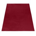 Hochflor Teppich,  Unicolor - Einfarbig, Farbe Rot, Teppich für Wohnzimmer, Rücken aus Baumwolle, Größe: 80 x 250 cm - Afbeelding 3