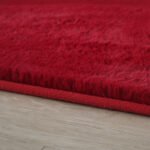 Hochflor Teppich,  Unicolor - Einfarbig, Farbe Rot, Teppich für Wohnzimmer, Rücken aus Baumwolle, Größe: 80 x 250 cm - Afbeelding 4
