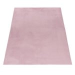 Hochflor Teppich,  Unicolor - Einfarbig, Farbe Rosa, Teppich für Wohnzimmer, Rücken aus Baumwolle, Größe: 80 x 250 cm - Afbeelding 3