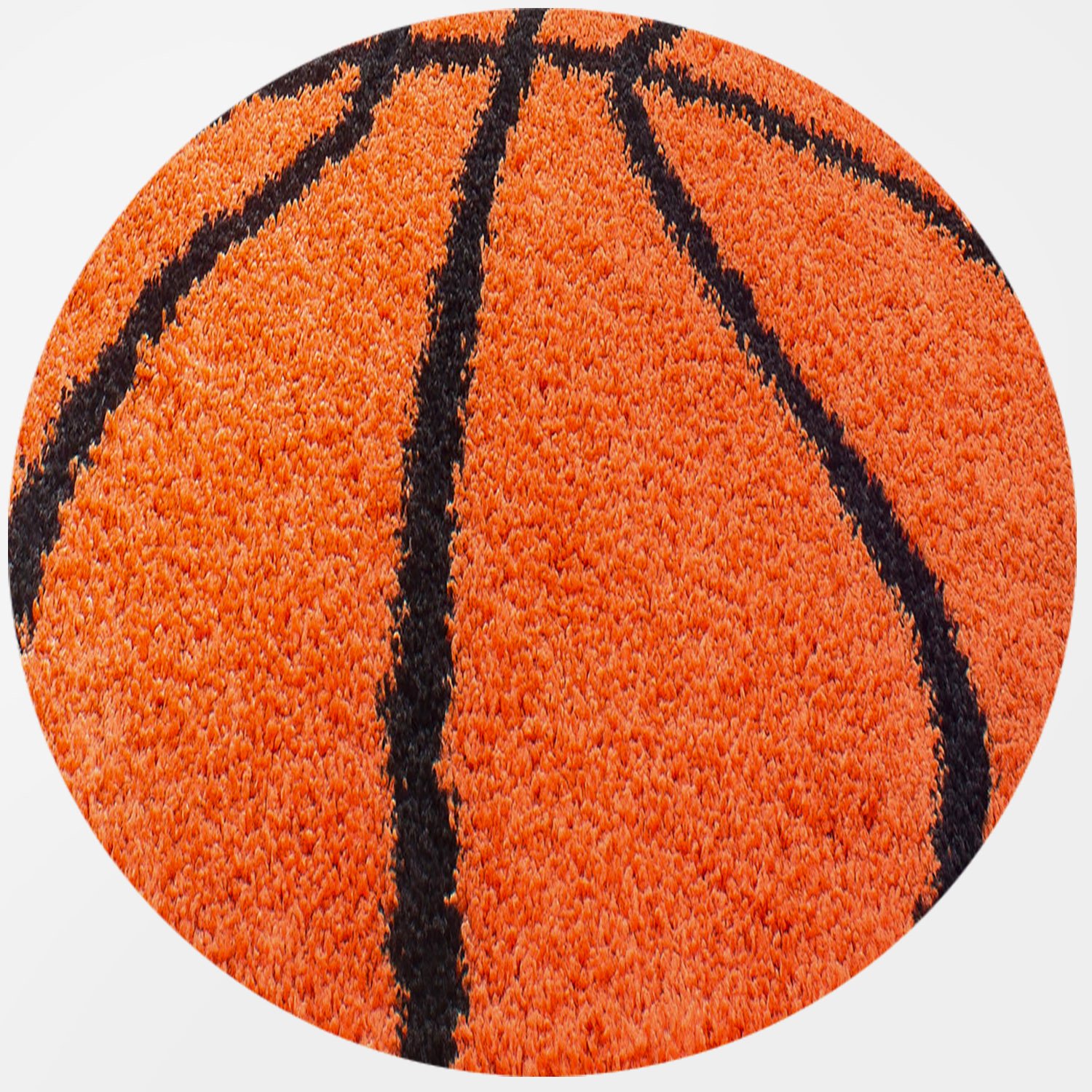 10316 Kinder Teppich, Basketball Design, Farbe Orange, Teppich für Kinderzimmer, Rücken aus Jute, Größe: 100 cm Rund - Afbeelding 1
