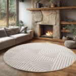 HELIX Kortpolig tapijt 160 x 160 cm Crème - Afbeelding 2