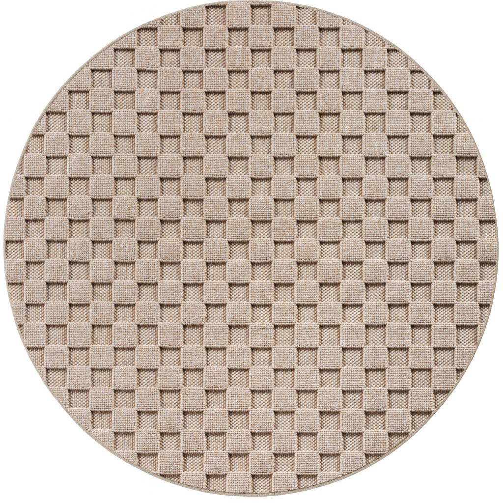 12050 Indoor Teppich, Unicolor- Einfarbig, Farbe Beige, Teppich für Wohnzimmer, Rücken aus Fibrilliertes Garn, Größe: 120 cm Rund - Afbeelding 1