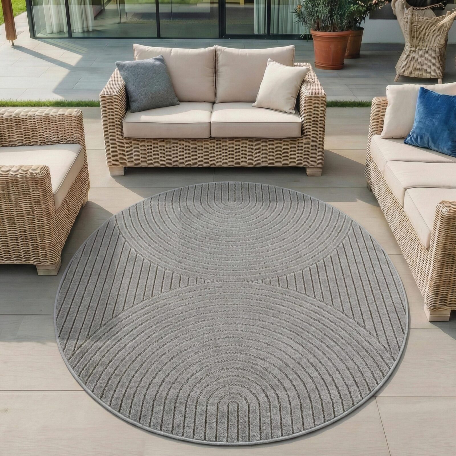 Nova Binnen- en buitenkleed Scandinavisch 3D-design – Zilver (1201)