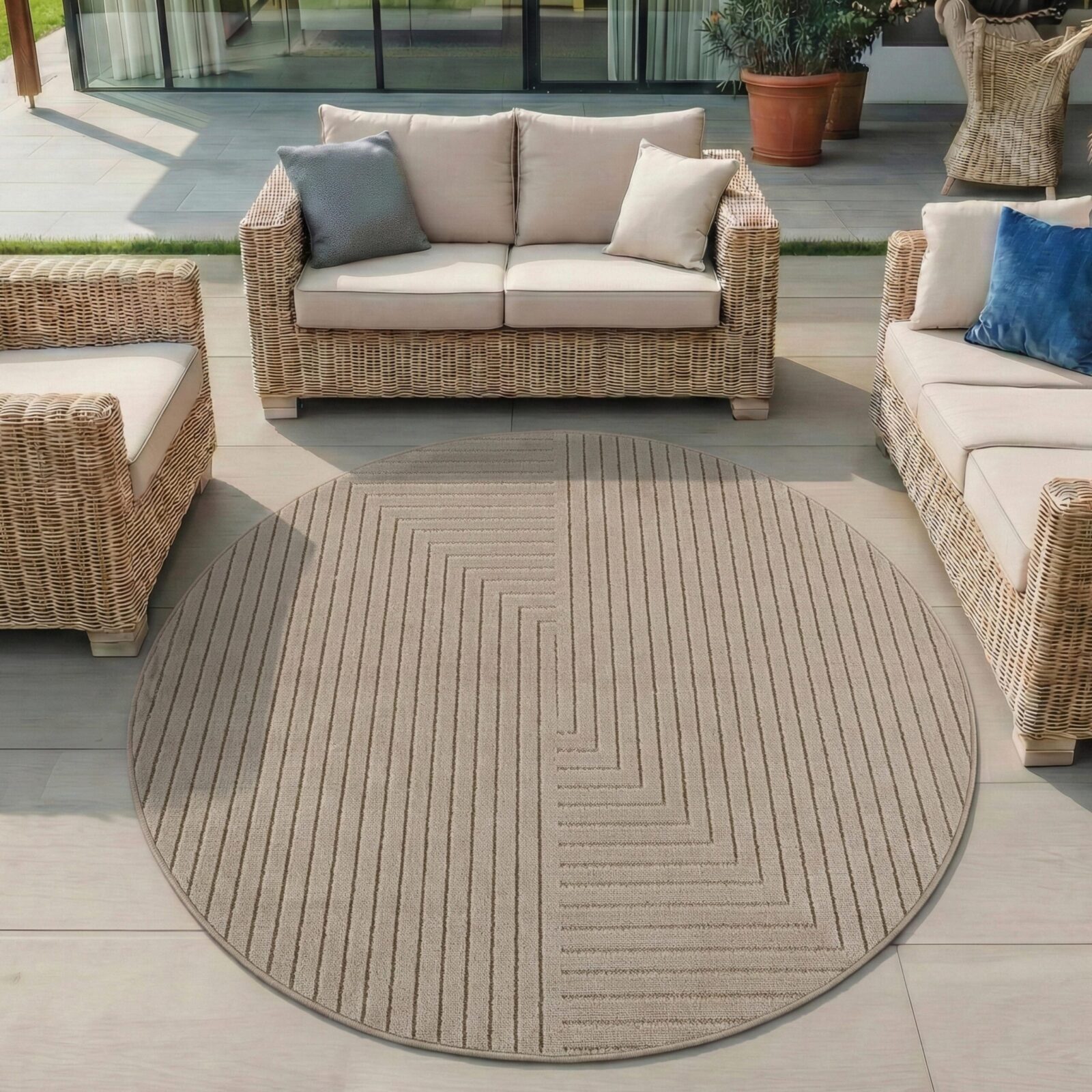 Nova Binnen- en buitenkleed Scandinavisch 3D-design – Beige (1202)