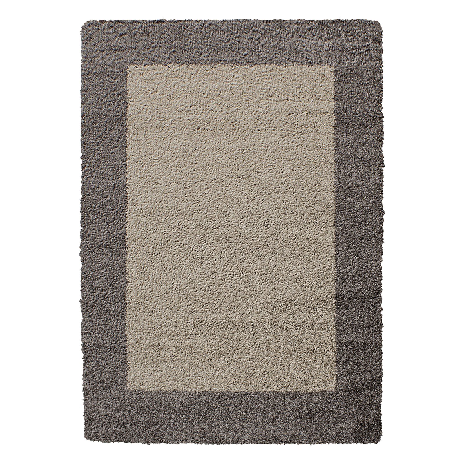 8068 Hochflor Teppich, Bordüre Design, Farbe Taupe, Teppich für Wohnzimmer, Rücken aus Jute, Größe: 100 cm x 200 cm - Afbeelding 1