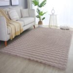 Hochflor Teppich,  Unicolor - Einfarbig, Farbe Beige, Teppich für Wohnzimmer, Rücken aus Baumwolle, Größe: 80 x 250 cm - Afbeelding 2