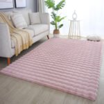 Hochflor Teppich,  Unicolor - Einfarbig, Farbe Rosa, Teppich für Wohnzimmer, Rücken aus Baumwolle, Größe: 80 x 250 cm - Afbeelding 2