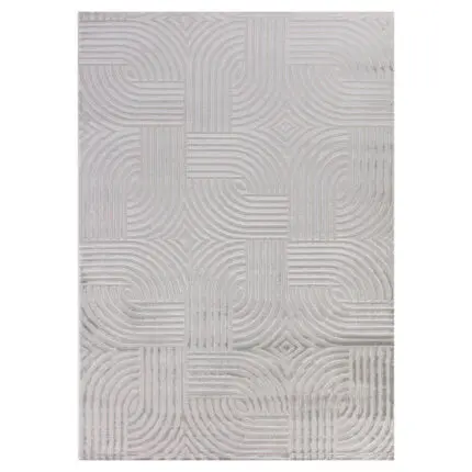 Sahara Kortpolig vloerkleed 3D-design – Zilver (1112)