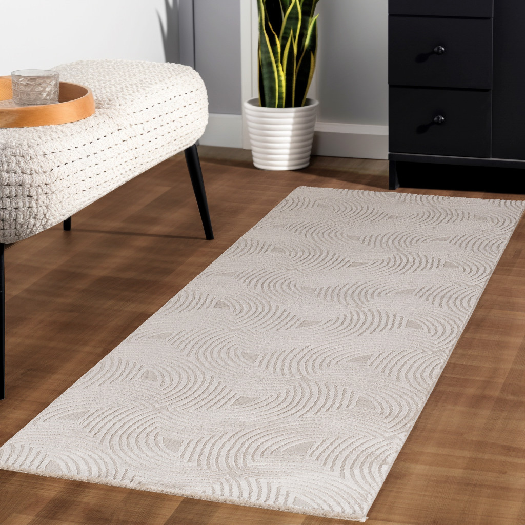 Sahara Kortpolig vloerkleed 3D-design – Beige (1113)