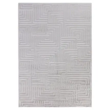 Sahara Kortpolig vloerkleed 3D-design – Zilver (1114)