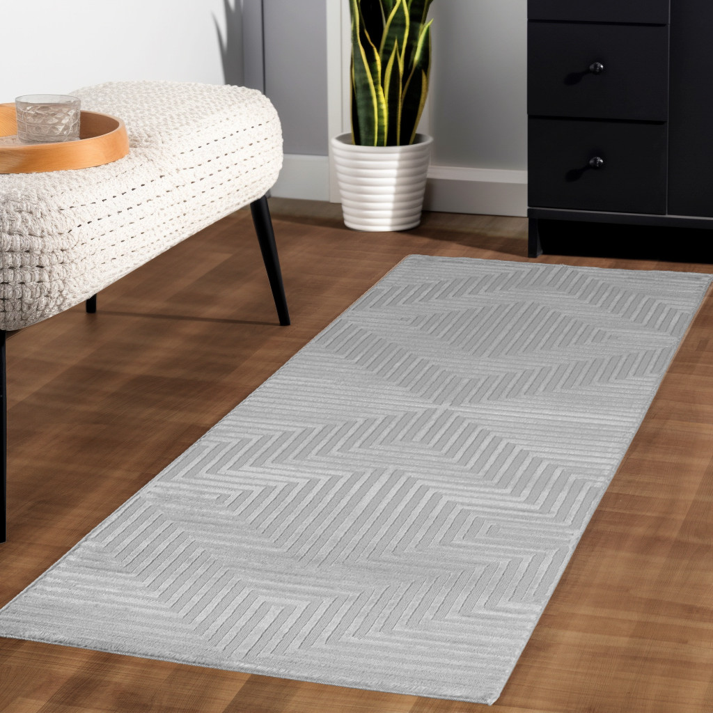 Sahara Kortpolig vloerkleed 3D-design – Zilver (1115)