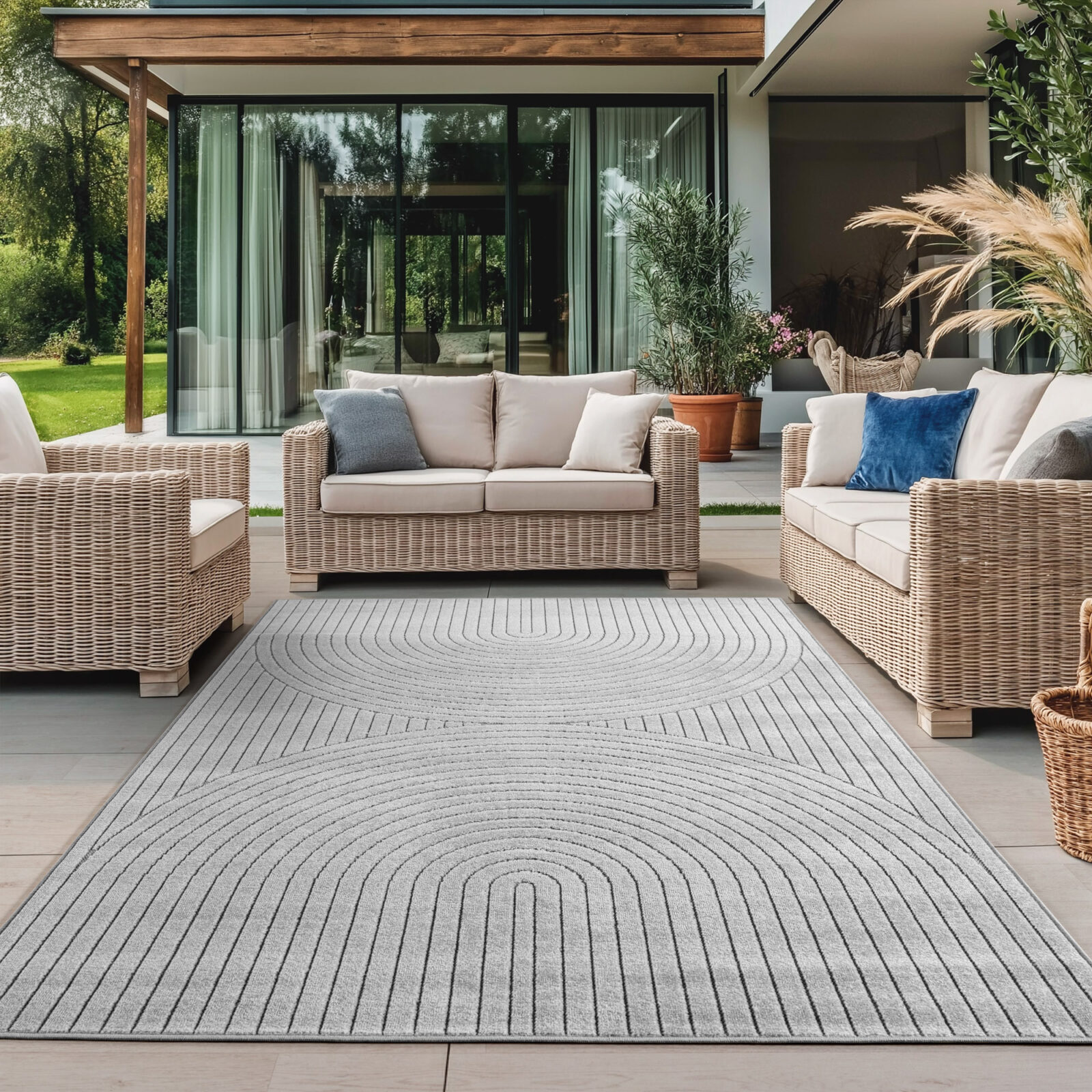 Nova Binnen- en buitenkleed Scandinavisch 3D-design – Zilver (1201)