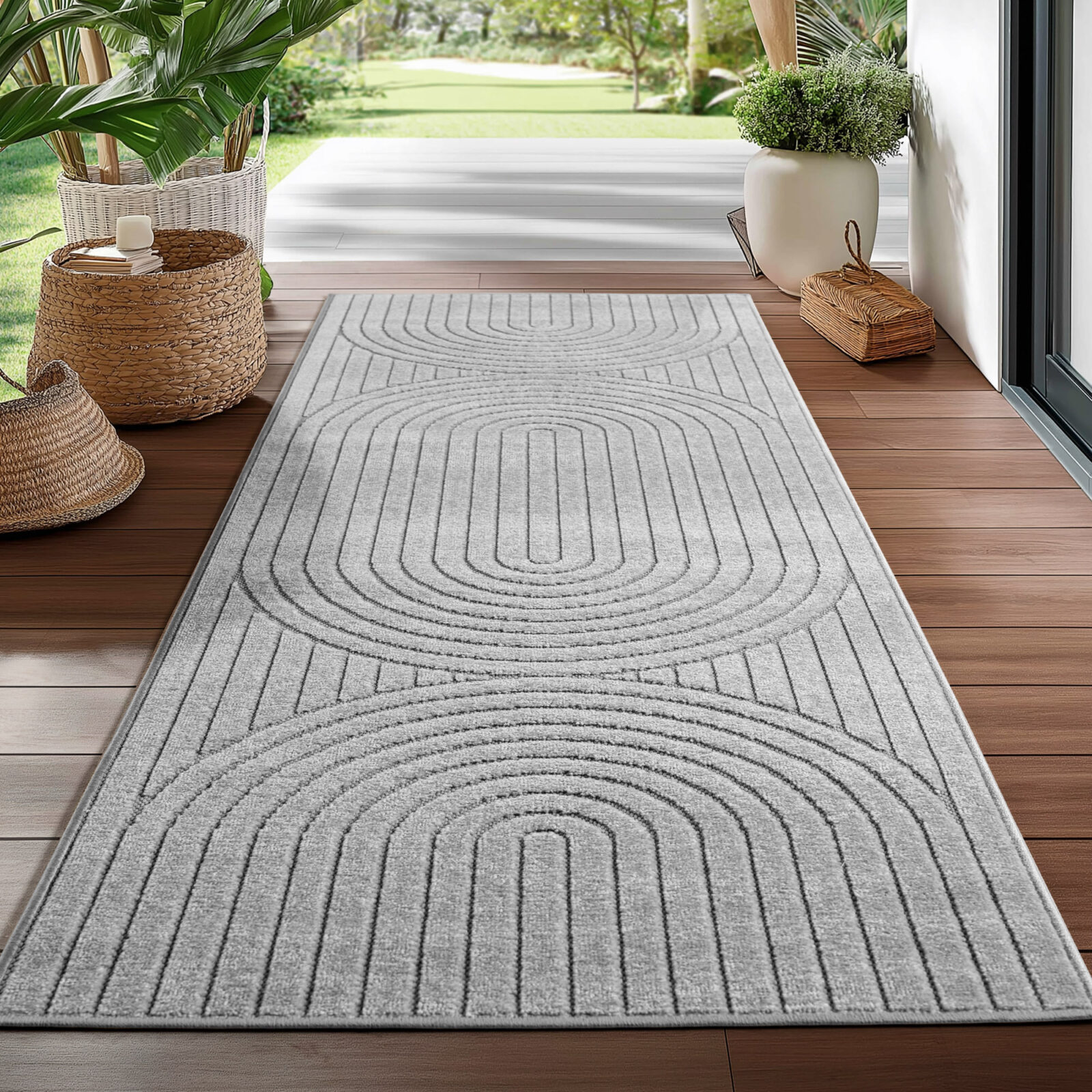 Nova Binnen- en buitenkleed Scandinavisch 3D-design – Zilver (1201)