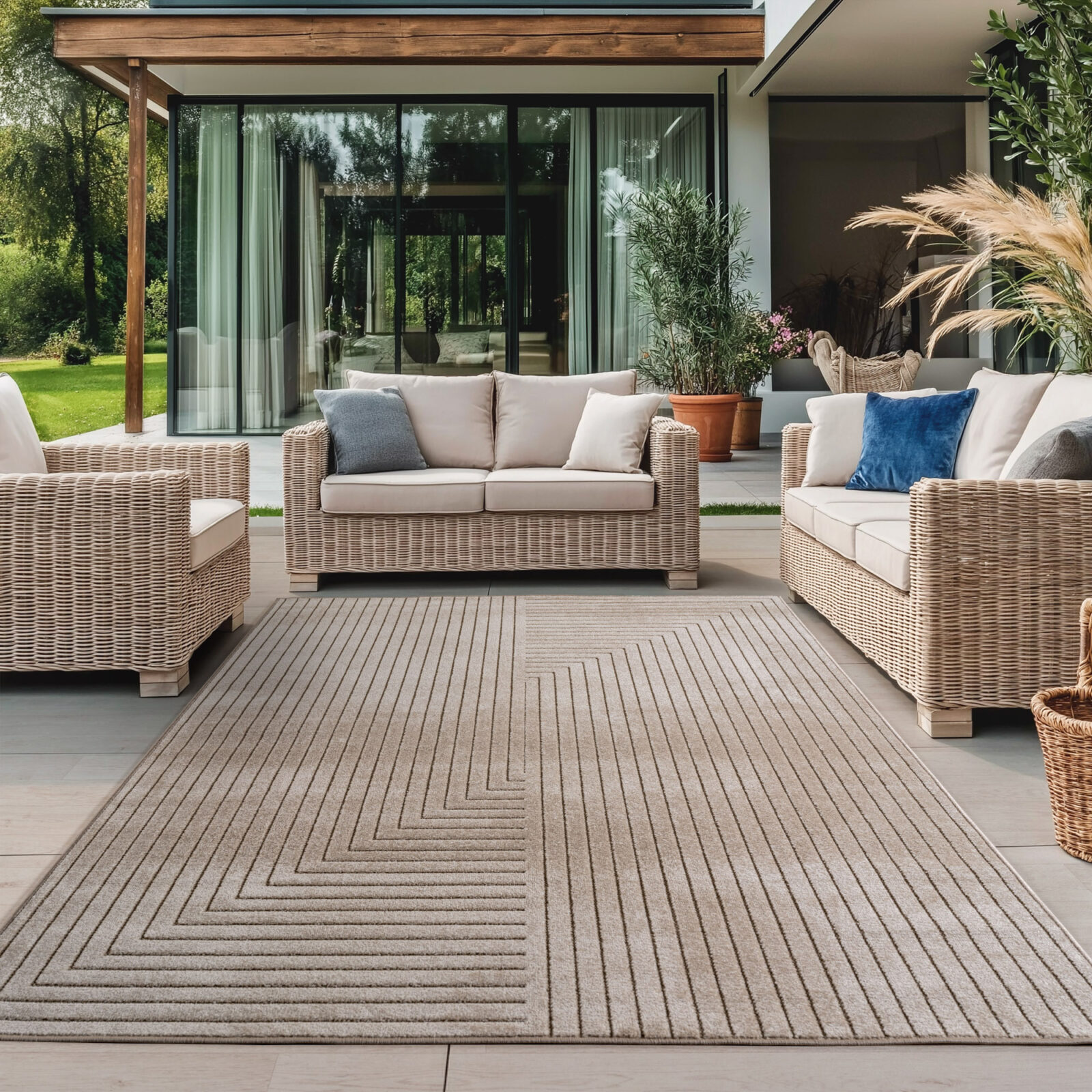 Nova Binnen- en buitenkleed Scandinavisch 3D-design – Beige (1202)