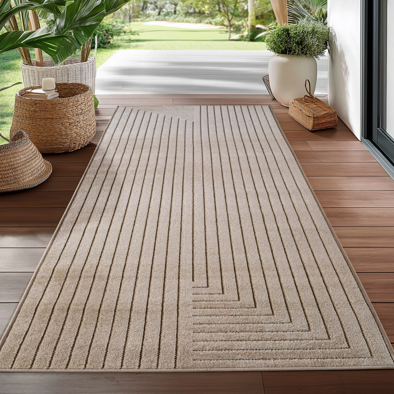 Nova Binnen- en buitenkleed Scandinavisch 3D-design – Beige (1202)