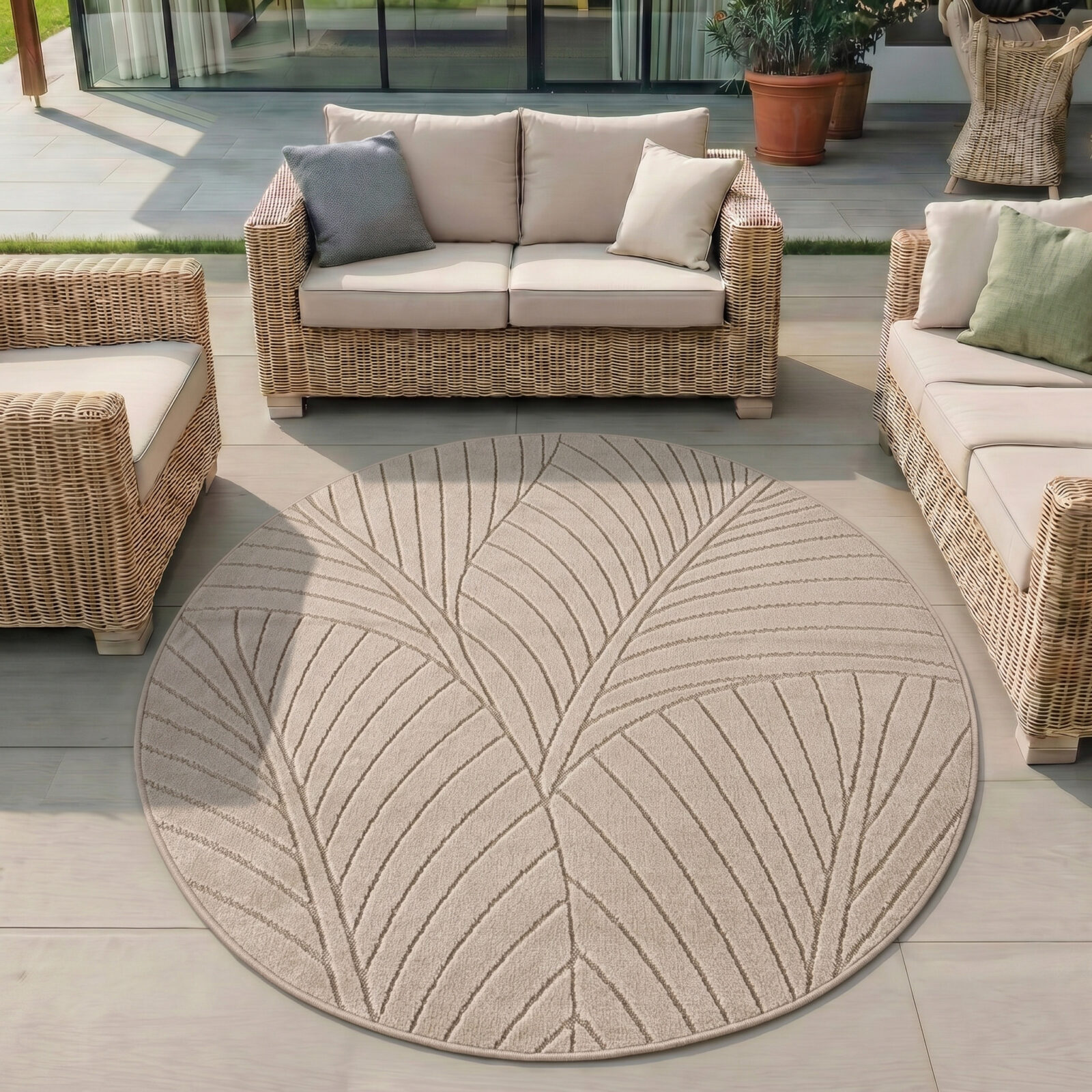Nova Binnen- en buitenkleed Scandinavisch 3D-design – Beige (1203)
