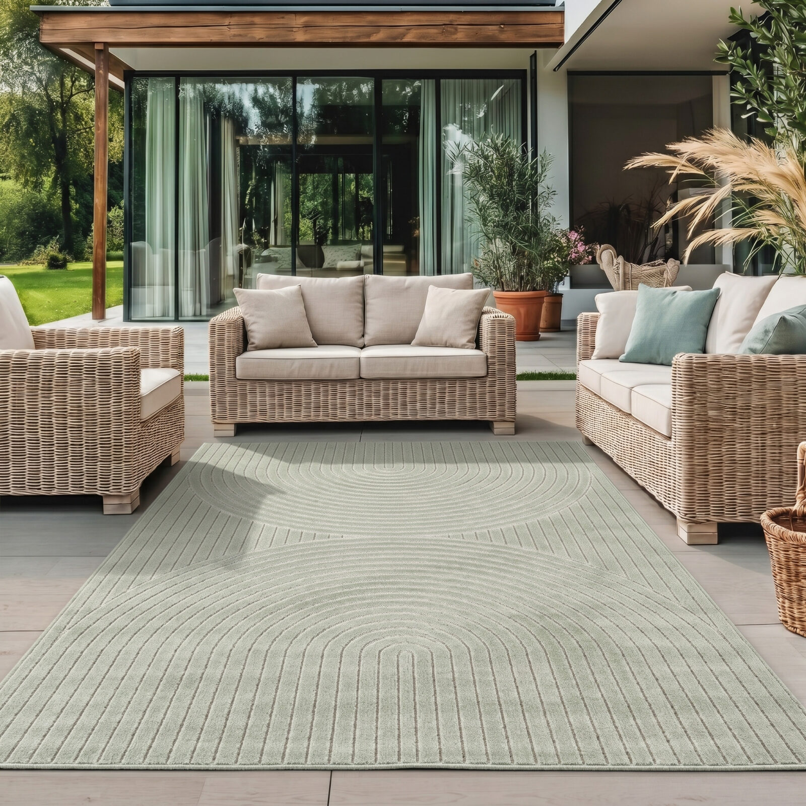 Nova Binnen- en buitenkleed Scandinavisch 3D-design – Groen (1201)