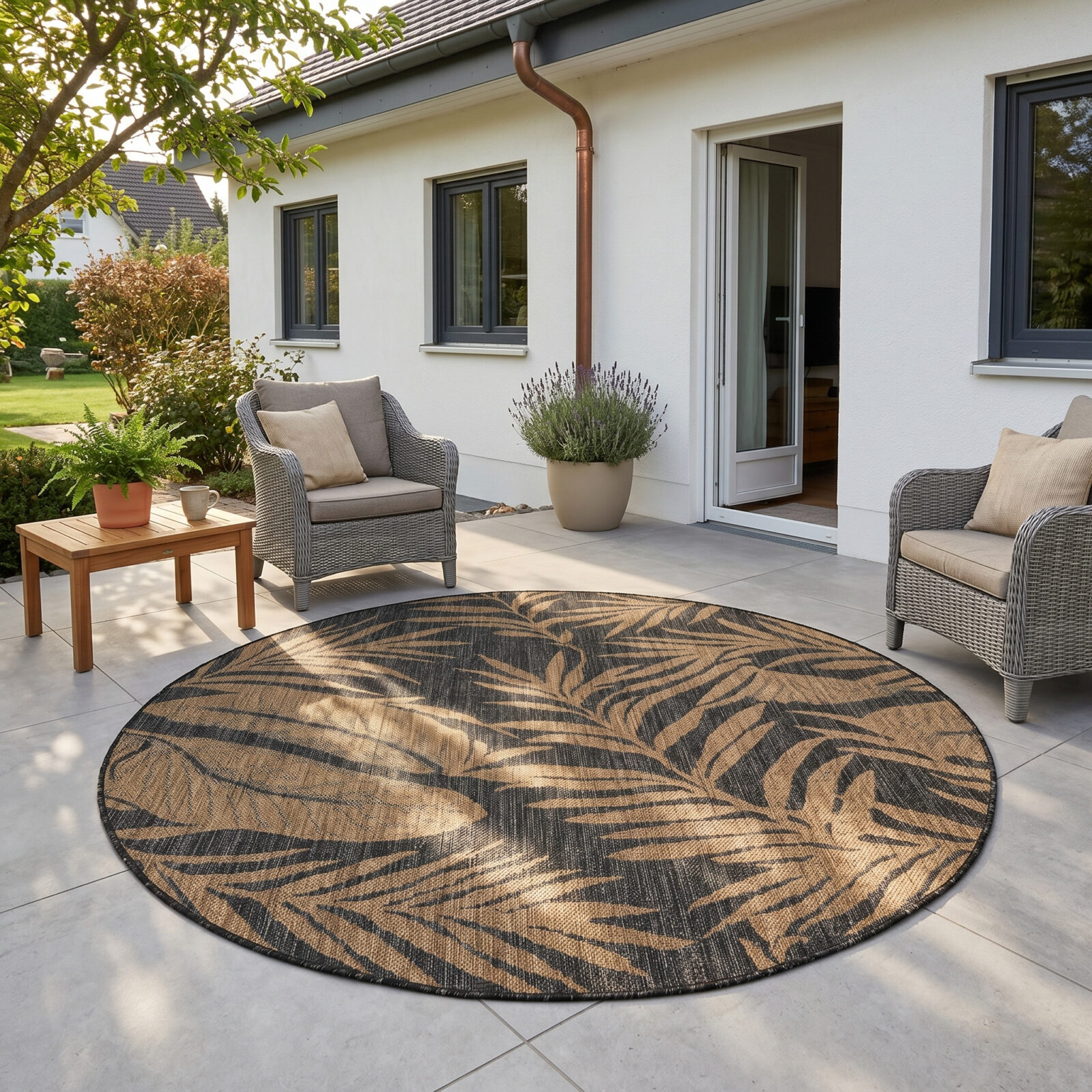 Mira Binnen- en buitenkleed Botanisch – Zwart (1451)