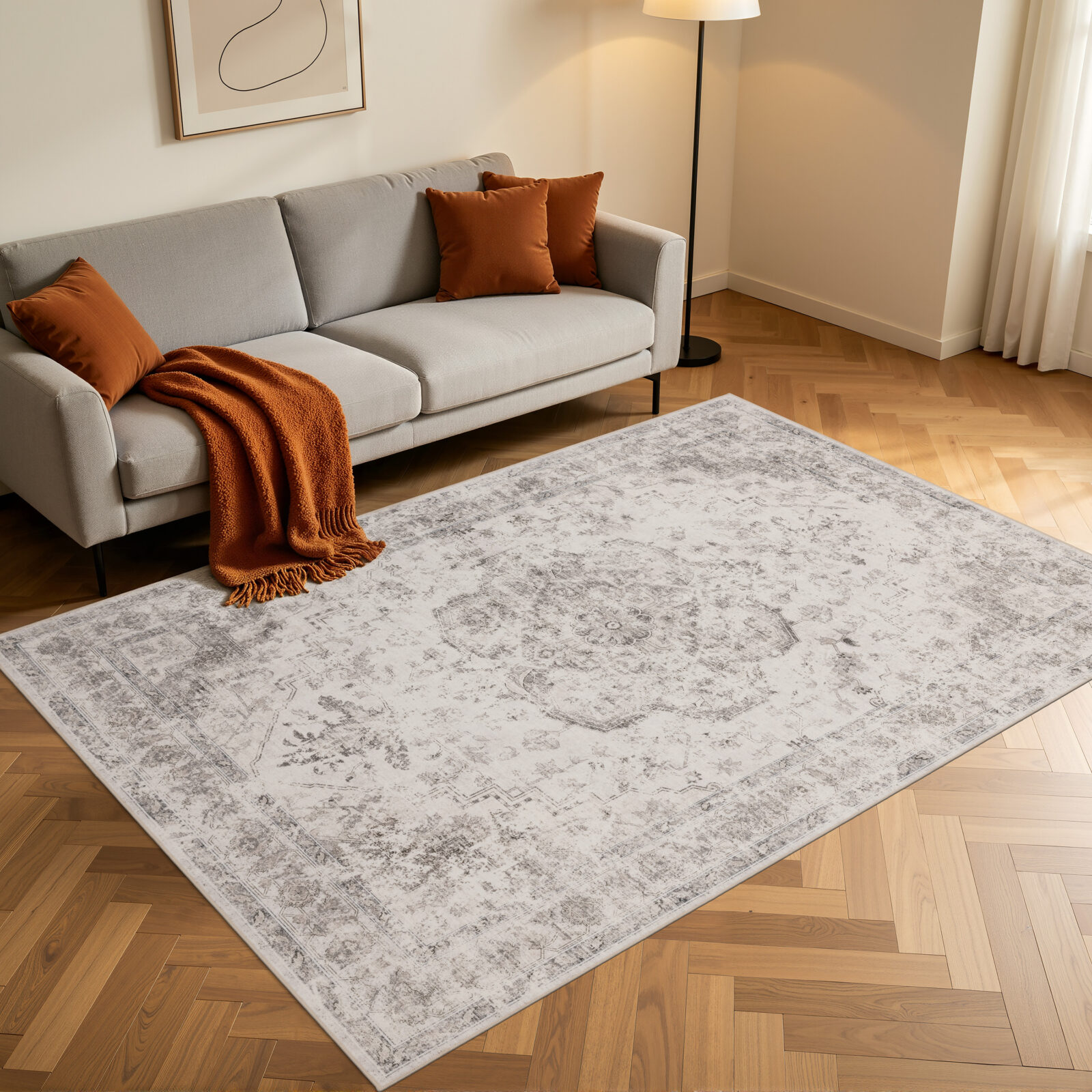 Inka Wasbaar vloerkleed Vintage oosters – Beige (1141)