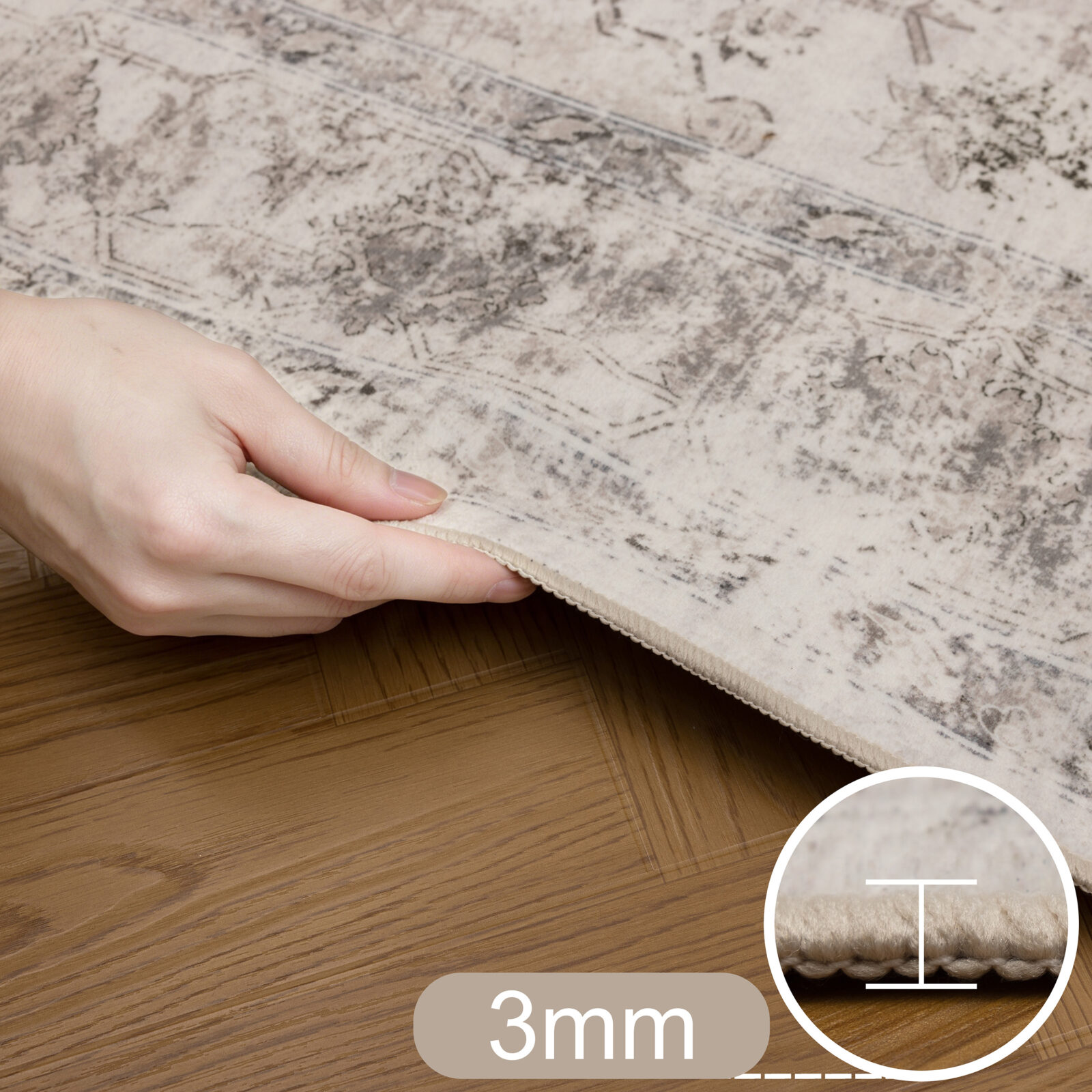 Inka Wasbaar vloerkleed Vintage oosters – Beige (1141)