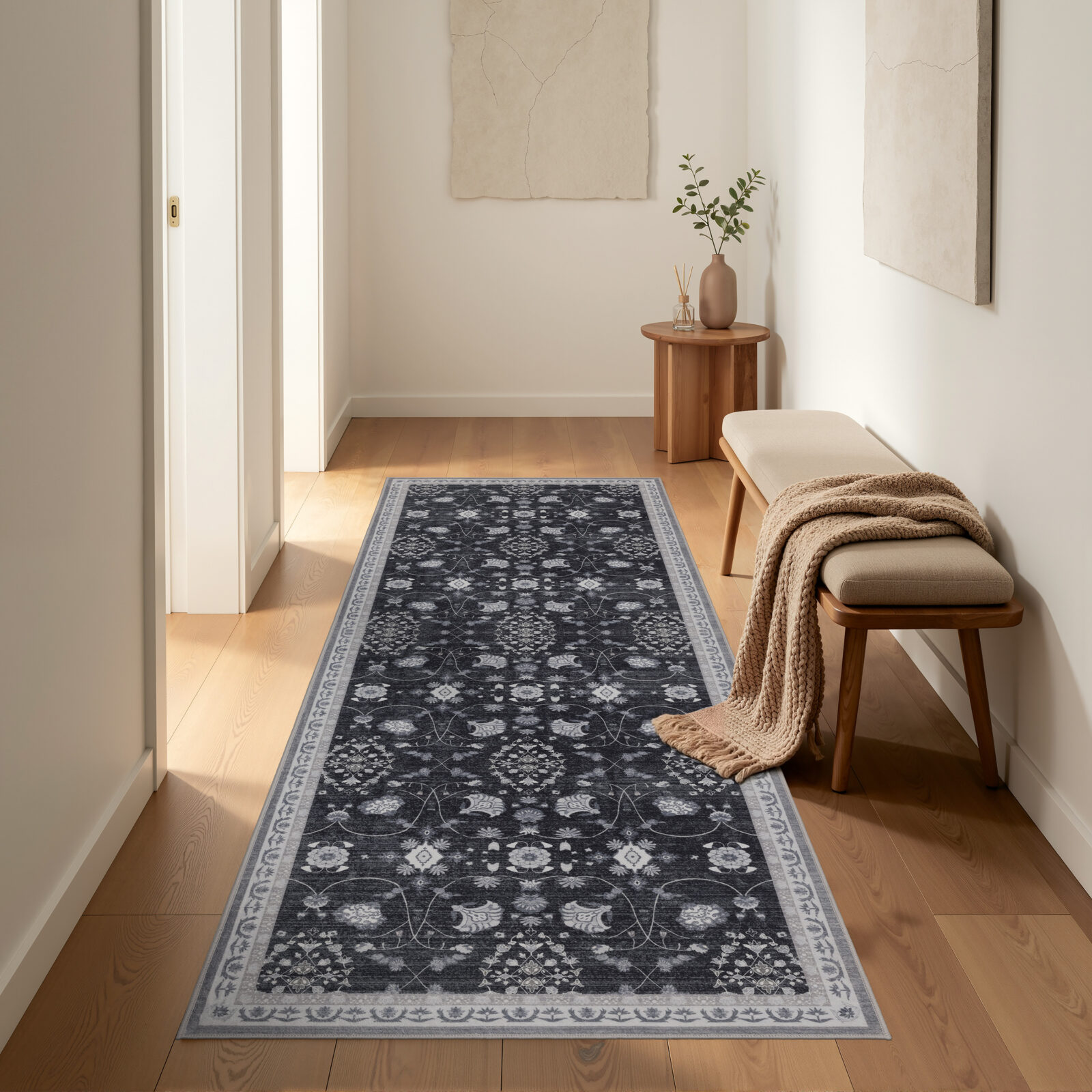 Inka Wasbaar vloerkleed Vintage oosters – Zwart (1146)
