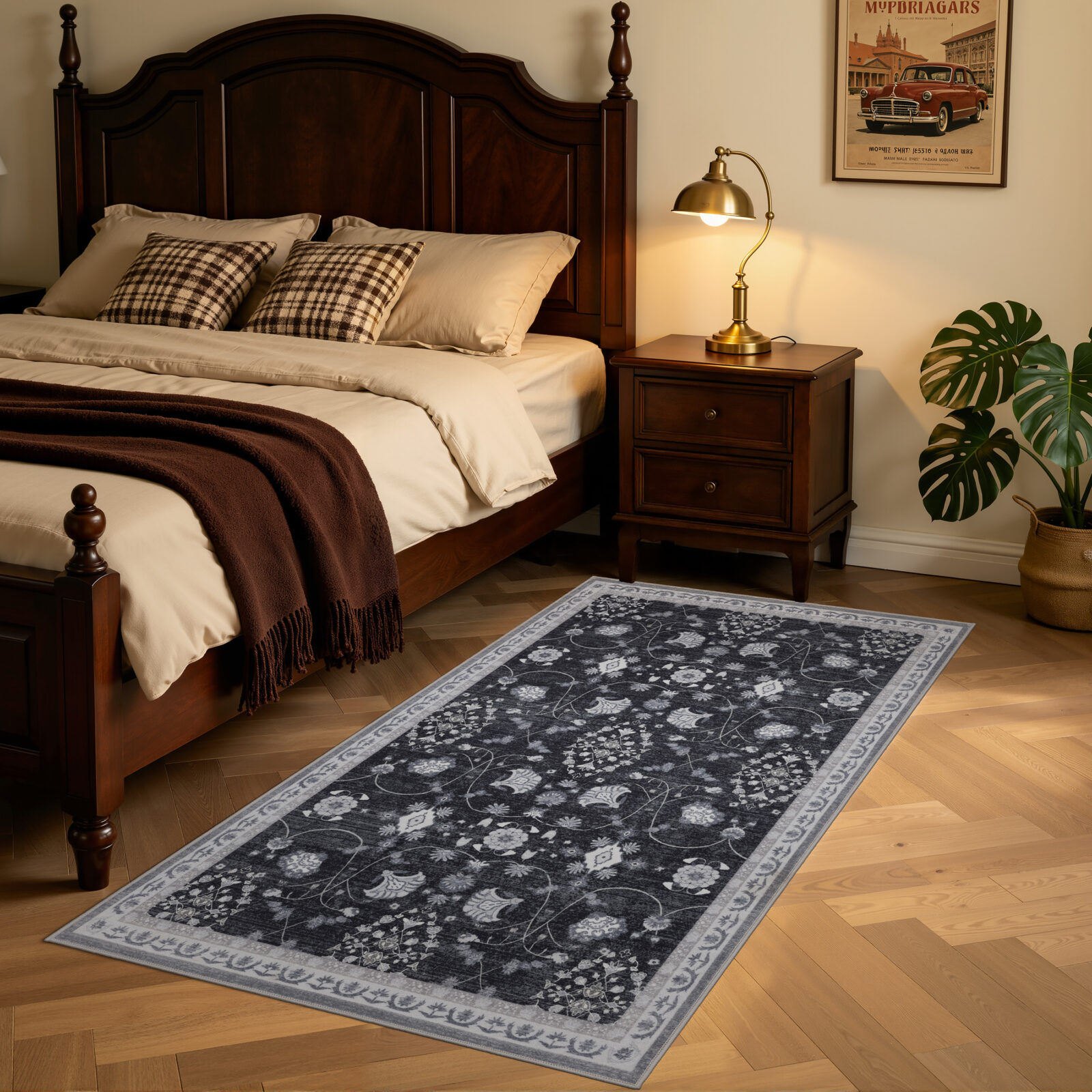 Inka Wasbaar vloerkleed Vintage oosters – Zwart (1146)