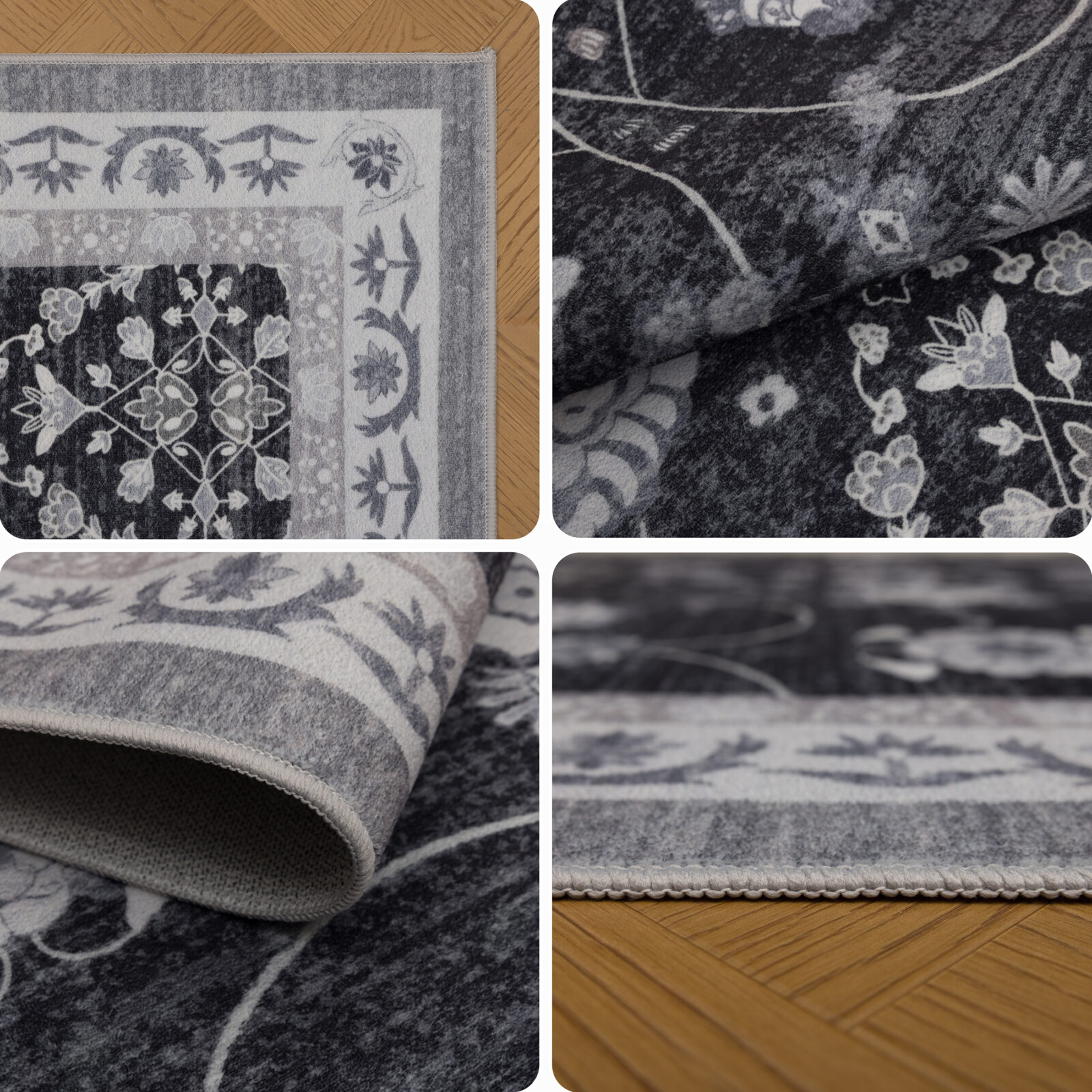 Inka Wasbaar vloerkleed Vintage oosters – Zwart (1146)