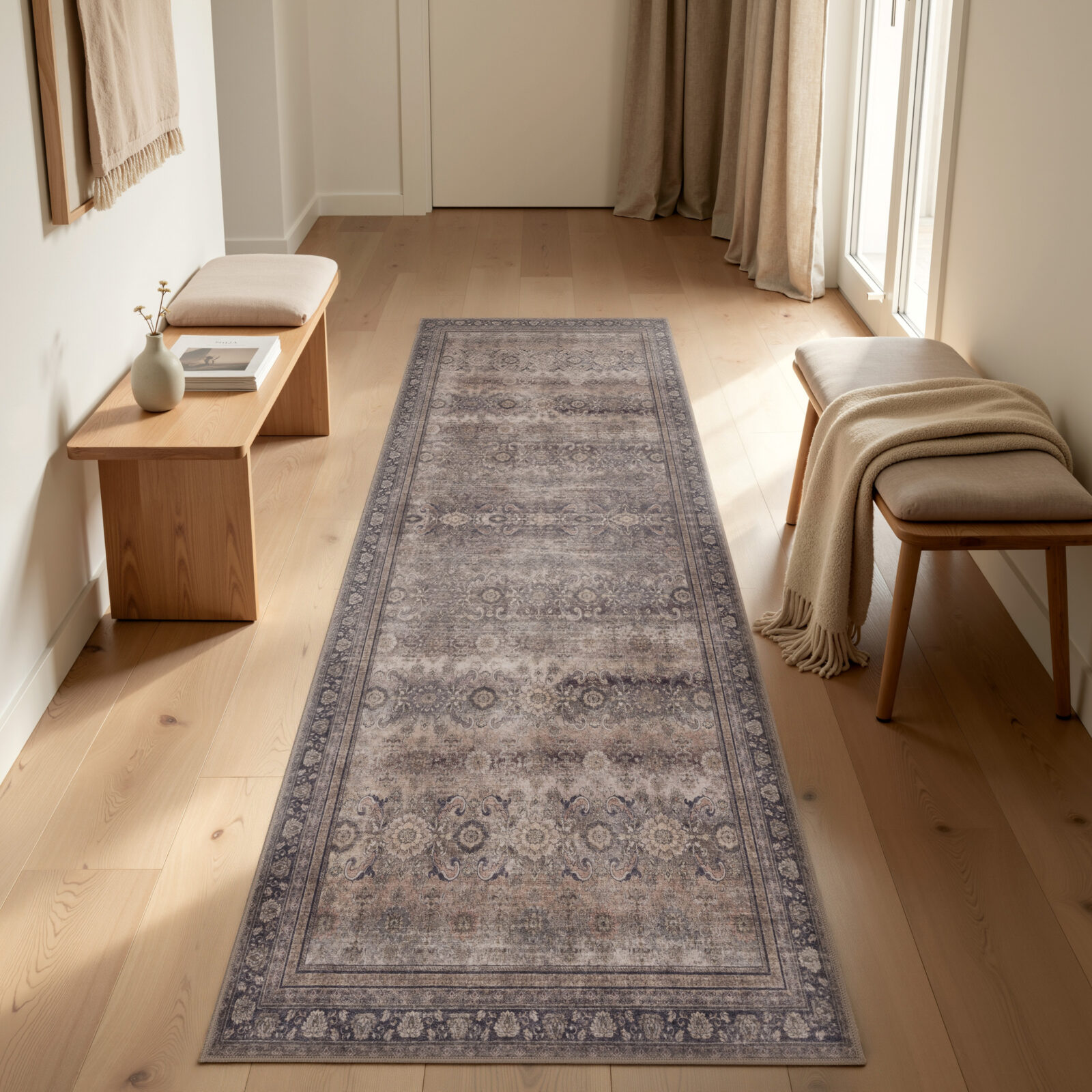 Inka Wasbaar vloerkleed Vintage oosters – Bruin (1147)