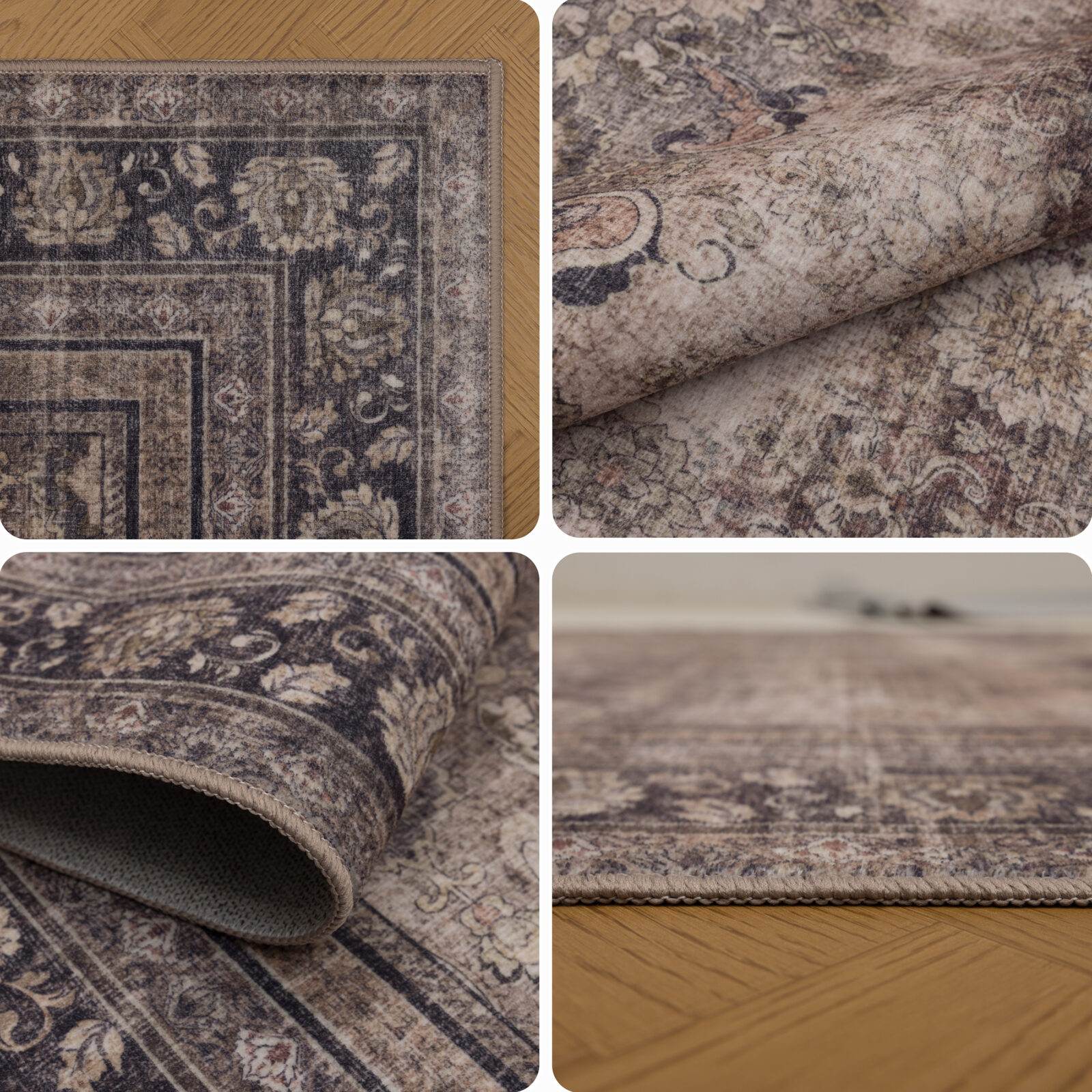 Inka Wasbaar vloerkleed Vintage oosters – Bruin (1147)