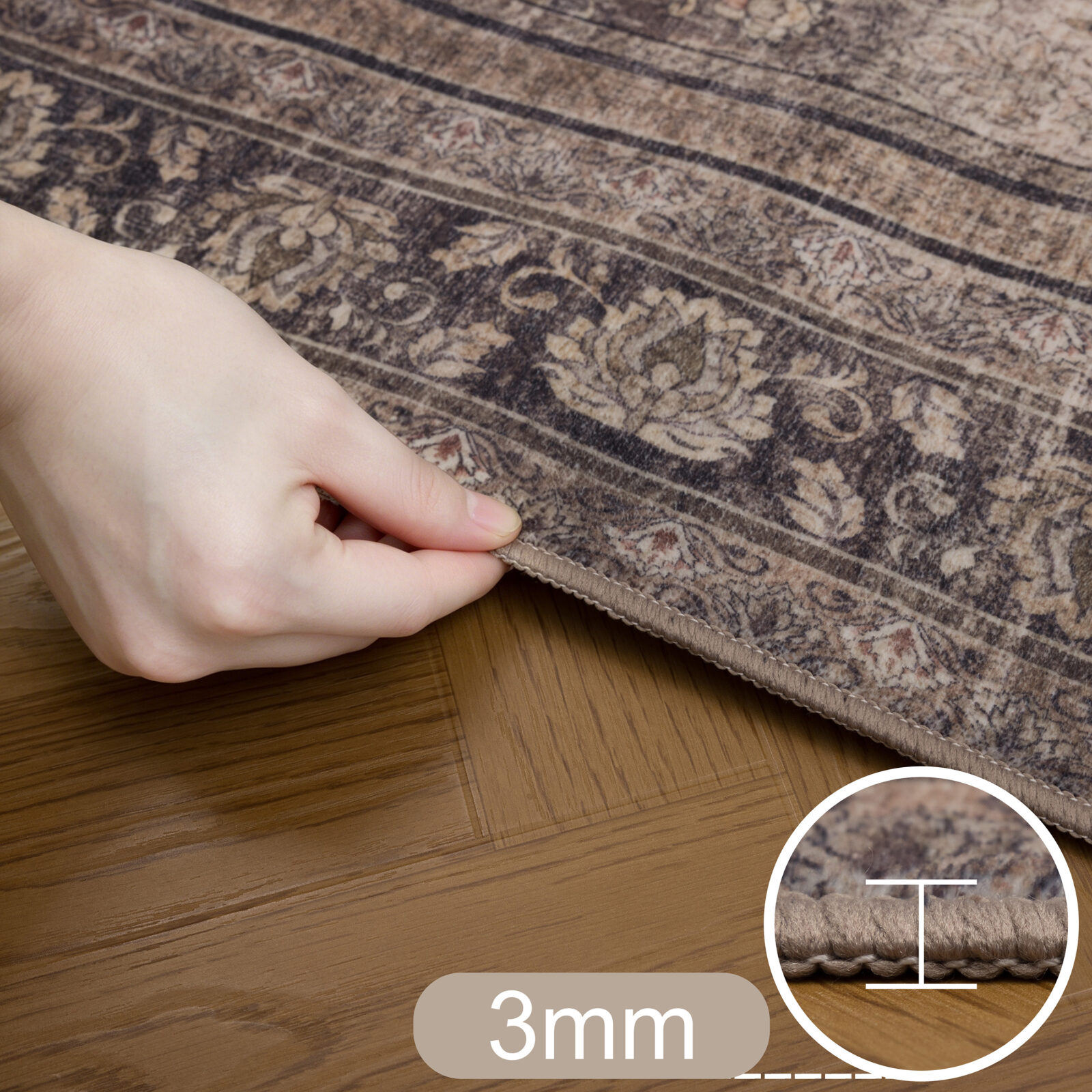 Inka Wasbaar vloerkleed Vintage oosters – Bruin (1147)